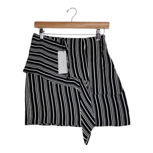 New Zara Basic Flower Asymmetric Striped Skirt size XS Black/White - Picture 1 of 8